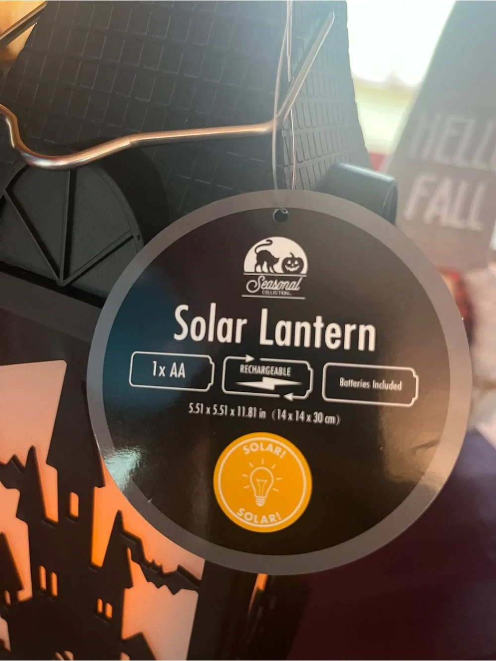 2-Pc Large Solar LED Halloween Lanterns - Spider & Haunted Castle NWT